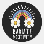 Radierposition | Farbiger Regenbogen und Blume Runder Aufkleber (Vorderseite)