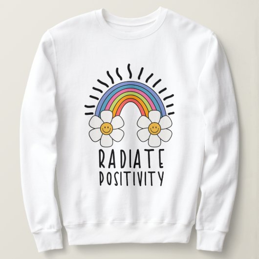 Radierposition | Farbiger Regenbogen und Blume Sweatshirt (Design vorne)