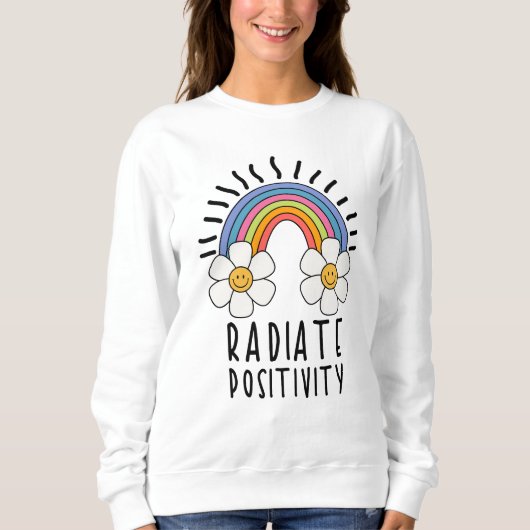Radierposition | Farbiger Regenbogen und Blume Sweatshirt (Vorderseite)