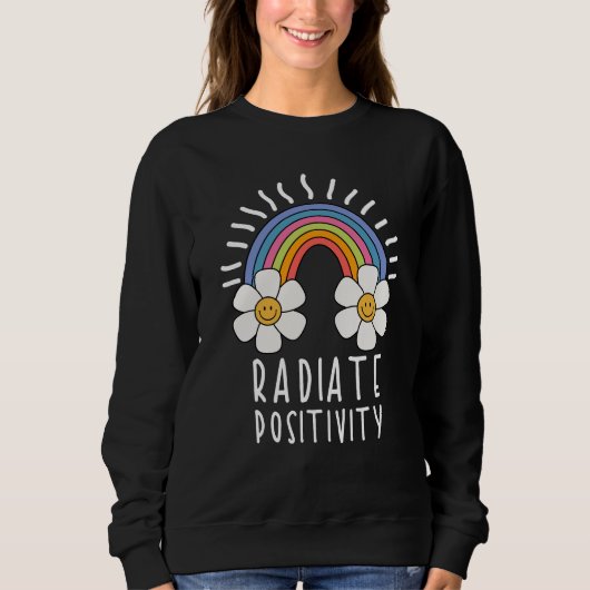 Radierposition | Farbiger Regenbogen und Blume Sweatshirt (Vorderseite)