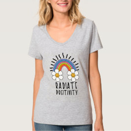 Radierposition | Farbiger Regenbogen und Blume T-Shirt