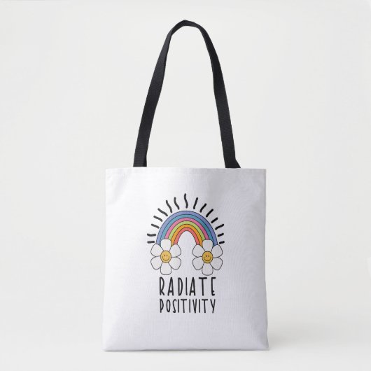 Radierposition | Farbiger Regenbogen und Blume Tasche (Vorderseite)