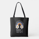 Radierposition | Farbiger Regenbogen und Blume Tasche (Rückseite)