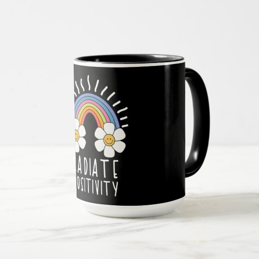 Radierposition | Farbiger Regenbogen und Blume Tasse (VorderseiteRechts)