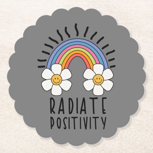 Radierposition | Farbiger Regenbogen und Blume Untersetzer (Vorderseite)