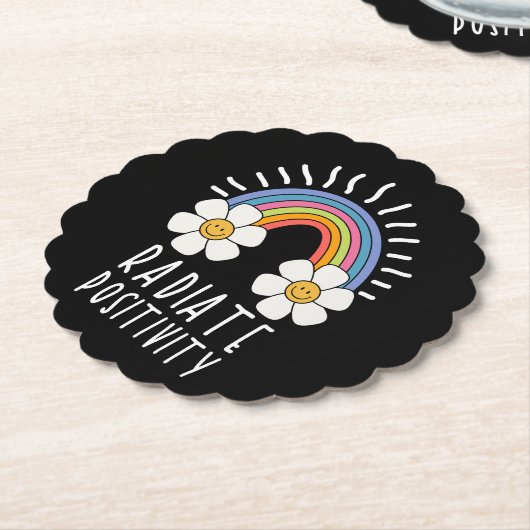 Radierposition | Farbiger Regenbogen und Blume Untersetzer (angewinkelt)