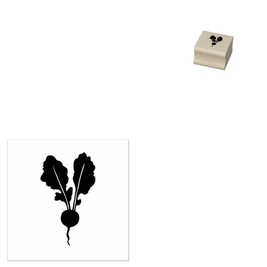Radiesgarten Gemüsepflanze Rustikaler Linoschnitt  Gummistempel (Stempel)