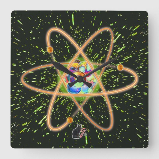 Radikal Atomisch Quadratische Wanduhr (Vorderseite)