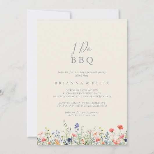 Radikale Wildblume I GRILLEN Engagement Partei Einladung (Vorderseite)