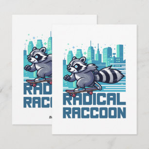 Radikaler Raccoon Urban Skateboarder Feiertagskarte
