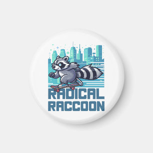 Radikaler Raccoon Urban Skateboarder Magnet