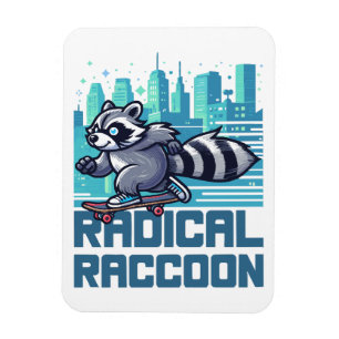 Radikaler Raccoon Urban Skateboarder Magnet