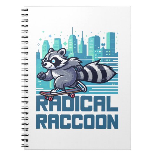 Radikaler Raccoon Urban Skateboarder Notizblock (Vorderseite)