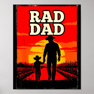 Radikaler Vater und Sohn Bauer Western-Sonnenunter Poster