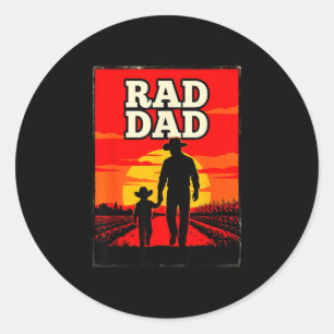 Radikaler Vater und Sohn Bauer Western-Sonnenunter Runder Aufkleber