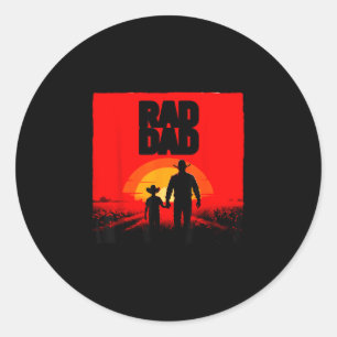 Radikaler Vater und Sohn Bauer Western-Sonnenunter Runder Aufkleber
