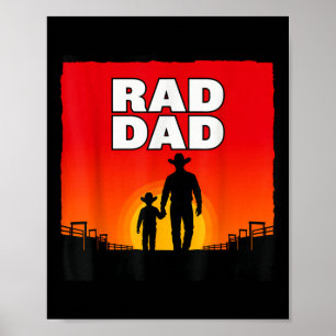 Radikaler Vater und Sohn Rodeo Western Sonnenunter Poster