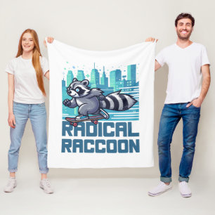 Radikaler Waschbär städtischer Skateboarder Fleecedecke