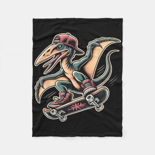 Radikales Skateboarding Pterodactylus Dinosaur Car Fleecedecke (Vorderseite)