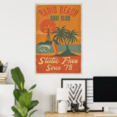 Radio Beach Surf Club - Retro Island Surf Print Poster (Heimbüro)