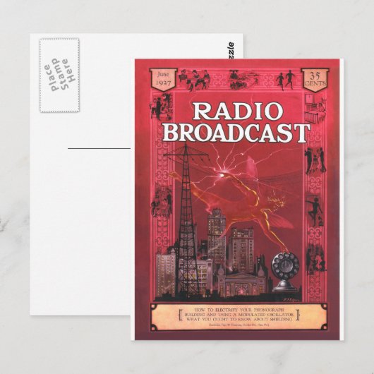 Radio Broadcast-Red Postkarte (Vorne/Hinten)