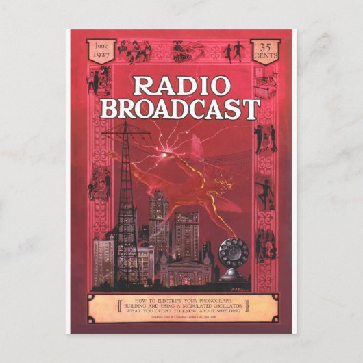 Radio Broadcast-Red Postkarte (Vorderseite)