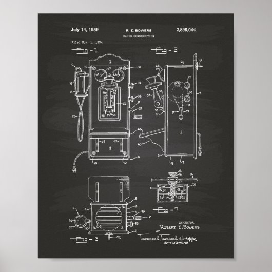 Radio Construction 1959 Patent Art Chalkboard Poster (Vorne)