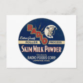 Radio Extra Grade Roller Process Skim Milk Pulver. Postkarte (Vorderseite)