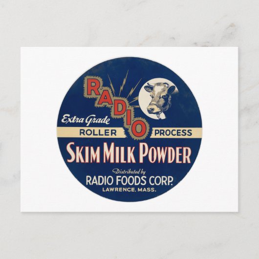 Radio Extra Grade Roller Process Skim Milk Pulver. Postkarte (Vorderseite)