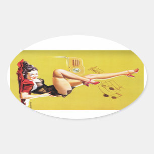Radio Play Vintage Pin Up is not a sentence that c Ovaler Aufkleber