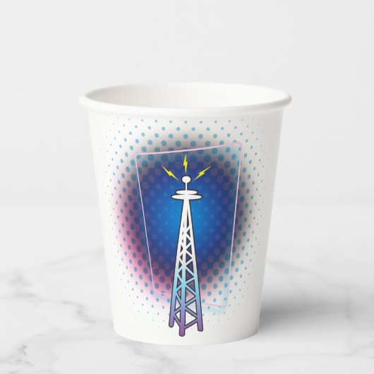 Radio Tower Graphic Pappbecher (Vorderseite)