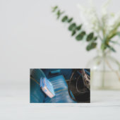 Radio über Blue Leather Car Seats Business Cards Visitenkarte (Stehend Vorderseite)