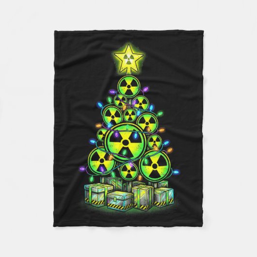 Radioactive Christmas Tree Graphic Nuclear Warning Fleecedecke (Vorderseite)
