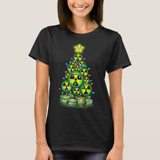 Radioactive Christmas Tree Graphic Nuclear Warning T-Shirt (Vorderseite)
