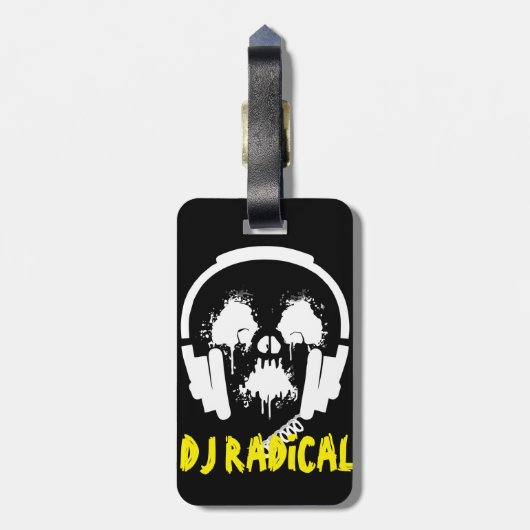 Radioactive DJ doppelseitig Gepäckanhänger (Rückseite vertikal)