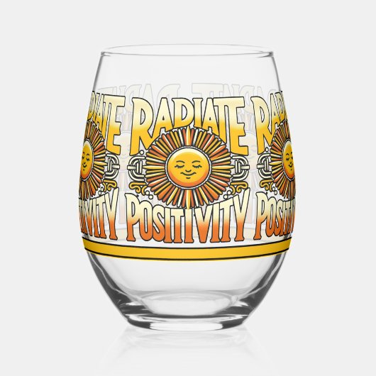 Radioaktive Positivität Lächelnde Sonne Weinglas Ohne Stiel (Links)