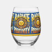 Radioaktive Positivität Lächelnde Sonne Weinglas Ohne Stiel (Rückseite)
