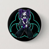 Radioaktiver feenhafter Knopf "Reagans" Cybergoth Button (Vorderseite)