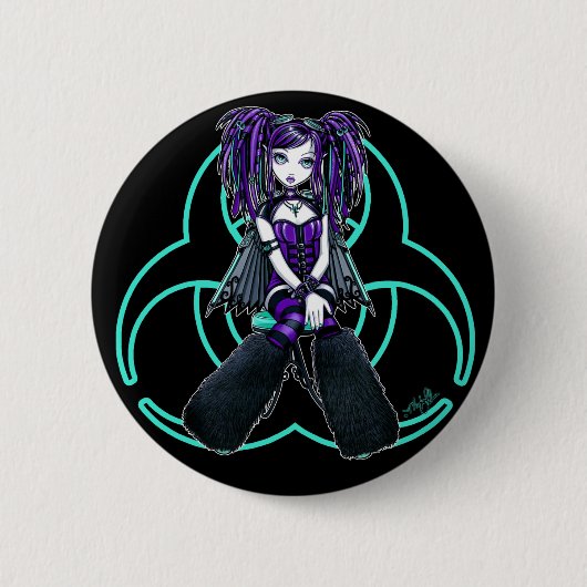 Radioaktiver feenhafter Knopf "Reagans" Cybergoth Button (Vorderseite)