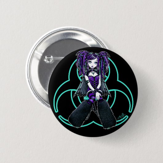 Radioaktiver feenhafter Knopf "Reagans" Cybergoth Button (Vorne & Hinten)