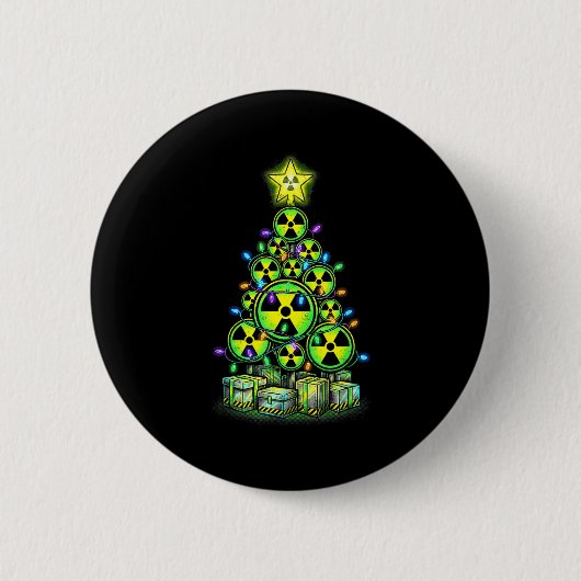 Radioaktiver Weihnachtsbaum Grafik Nuklearwarnung Button (Vorderseite)
