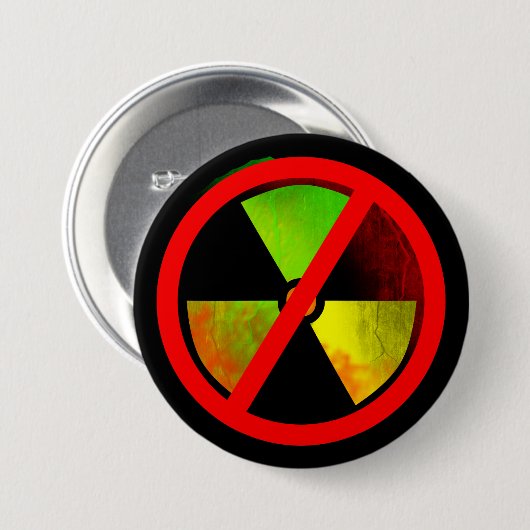Radioaktives Grunge-No-Nukes-Symbol Button (Vorne & Hinten)