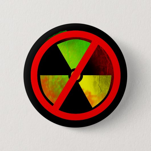 Radioaktives Grunge-No-Nukes-Symbol Button (Vorderseite)