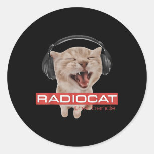 Radiocat The Bends Lustige Musik Katzen Meme Katze Runder Aufkleber