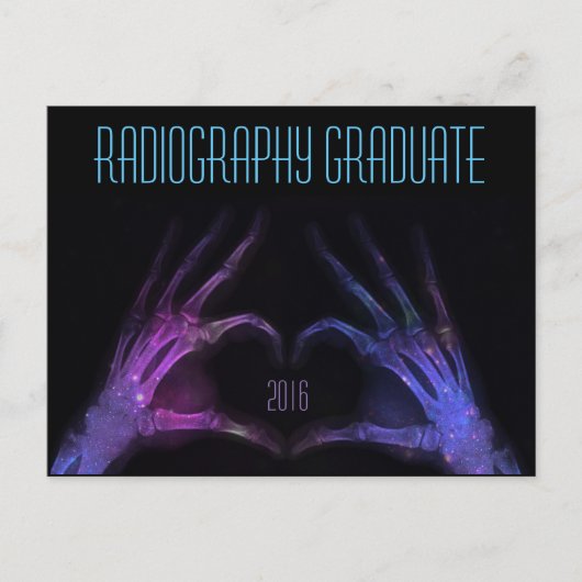 "Radiographie Graduate" lila Röntgenherz Einladungspostkarte (Vorderseite)