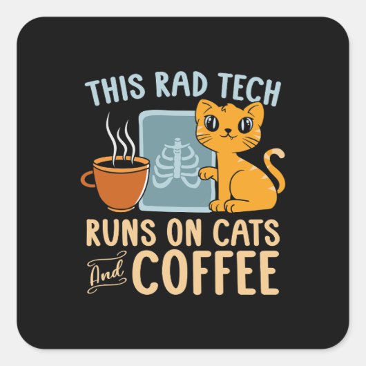 Radiologe betreibt Katzen und die Radiologie des K Quadratischer Aufkleber (Vorderseite)