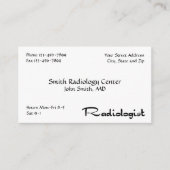 Radiologe Radiology Business Card Visitenkarte (Vorderseite)