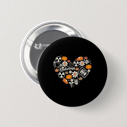 Radiologie Fall Herz Xray Tech Autumn Pumpkin als Button (Vorne & Hinten)