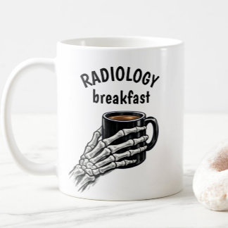 RADIOLOGIE Frühstück Kaffee Skeletthand Kaffeetasse
