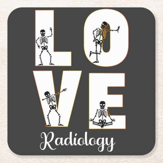 Radiologie Liebe Radiologe Skeleton XRay Rechteckiger Pappuntersetzer (Vorderseite)